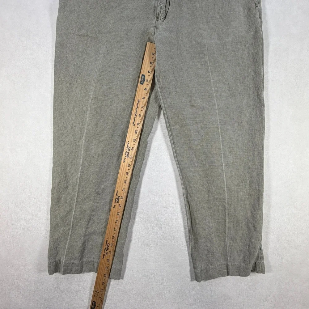 The Territory Ahead Mens 38x28 Linen Silk Blend Pants Khaki Flat Front Vintage